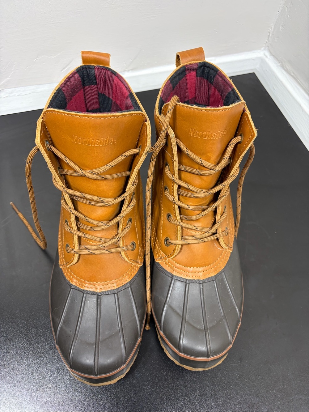 Northside Duck Boots Men’s Size 9 Brown Leather Waterproof Rain‎ Snow Winter